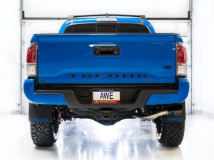 Toyota Tacoma Performance Exhaust - Rear - AWE Tuning - 0FG Cat Back with BashGuard - Dual 4.5” Tips with 180 Technology® - Diamond Black - `16-`22